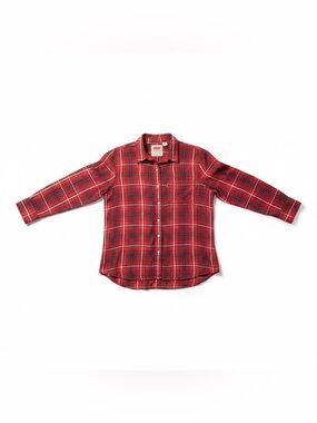Levi’s Red Plaid Viscose High Low Blouse Size Large Lightweight Button Front